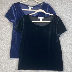 WHBM lot of 2 velvet tops M elegant office goth fairy grunge basics